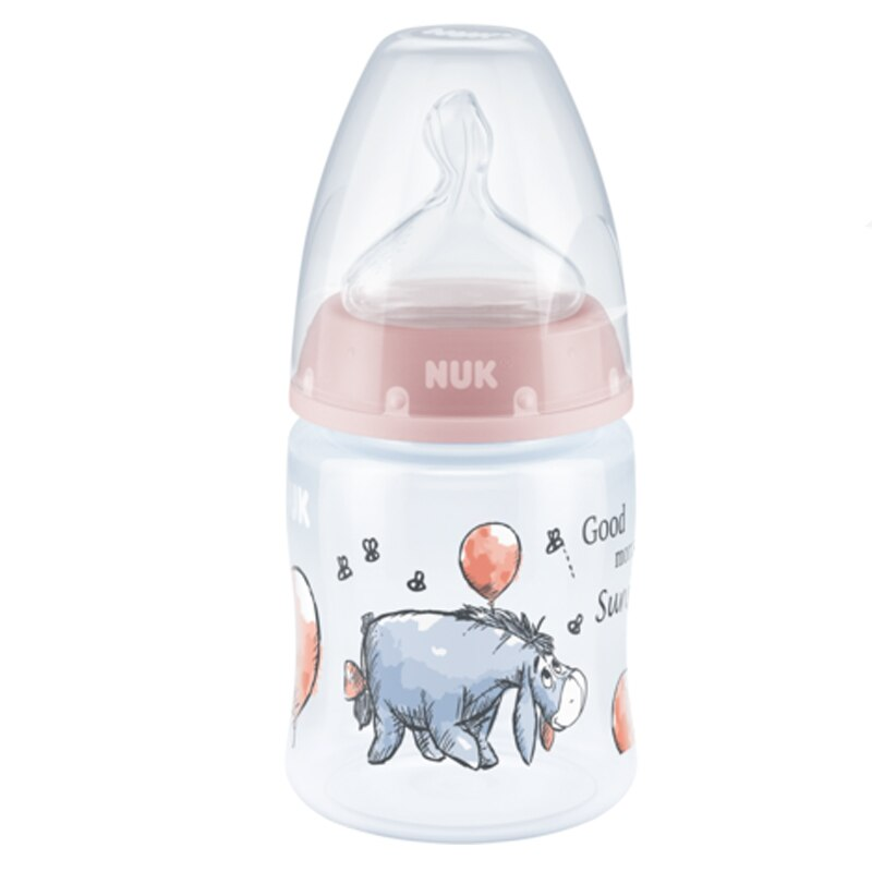 Biberon din polipropilena cu tetina din silicon 150 ml Nuk First Choice Winnie The Pooh 743932-R, Roz 0-6 luni [2]