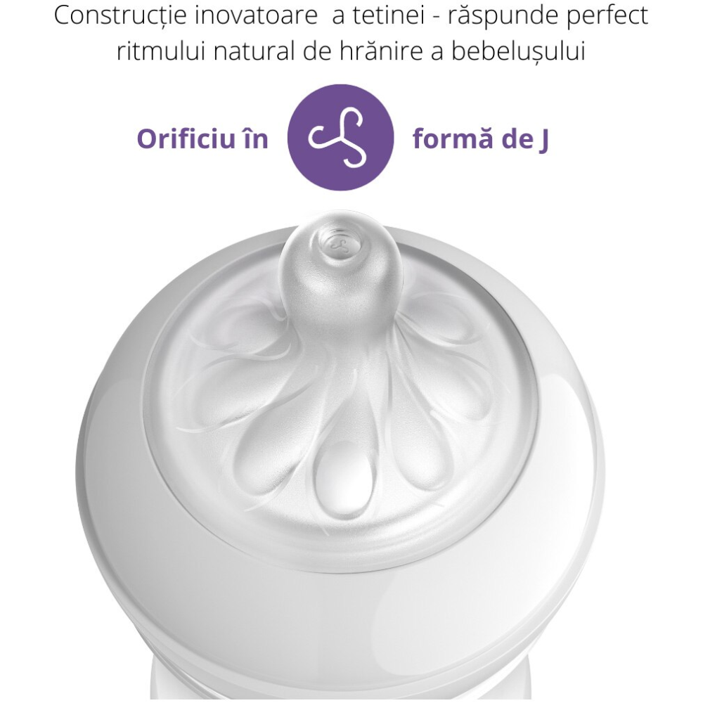 Biberon Philips Avent Natural Response SCY903/01, 260 ml, tetina care functioneaza ca sanul mamei, cu debit 3, tetina fara scurgeri, +1 luni, fara BPA, usor de curatat [3]