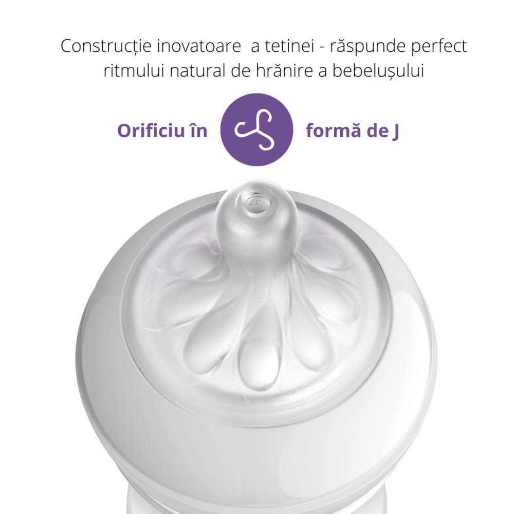 Biberon Philips Avent Natural Response SCY906/01, 330 ml, tetina care functioneaza ca sanul mamei, cu debit 4, tetina fara scurgeri, +6 luni, fara BPA, usor de curatat [2]