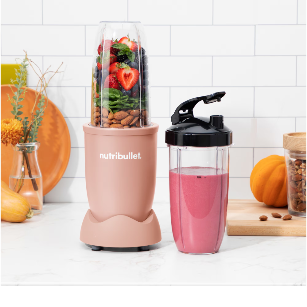 Blender Nutribullet Pro Mineral NB907MACL, 900 W, 1 viteza, 5 accesorii, cupe de 710 ml si 946 ml, capac To-Go, roz [3]