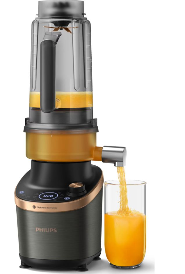 Blender Philips de mare viteza cu functie de stoarcere, tehnologie DUAL CHEF 1500 W, pahar de tritan de 2 l, corp din metal negru, 4 lame zimtate, setari de viteza variabila, presetare si functie impu [2]