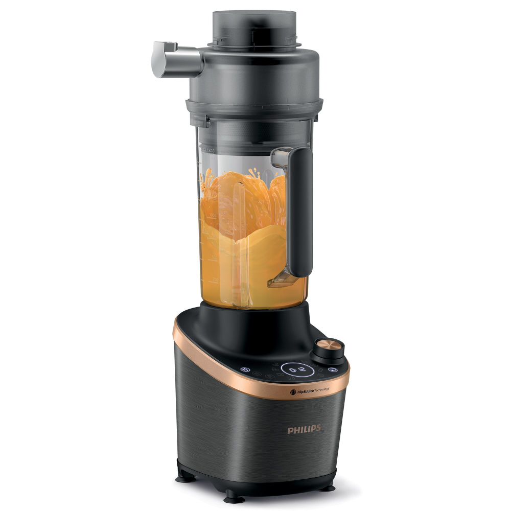 Blender Philips de mare viteza cu functie de stoarcere, tehnologie DUAL CHEF 1500 W, pahar de tritan de 2 l, corp din metal negru, 4 lame zimtate, setari de viteza variabila, presetare si functie impu [3]