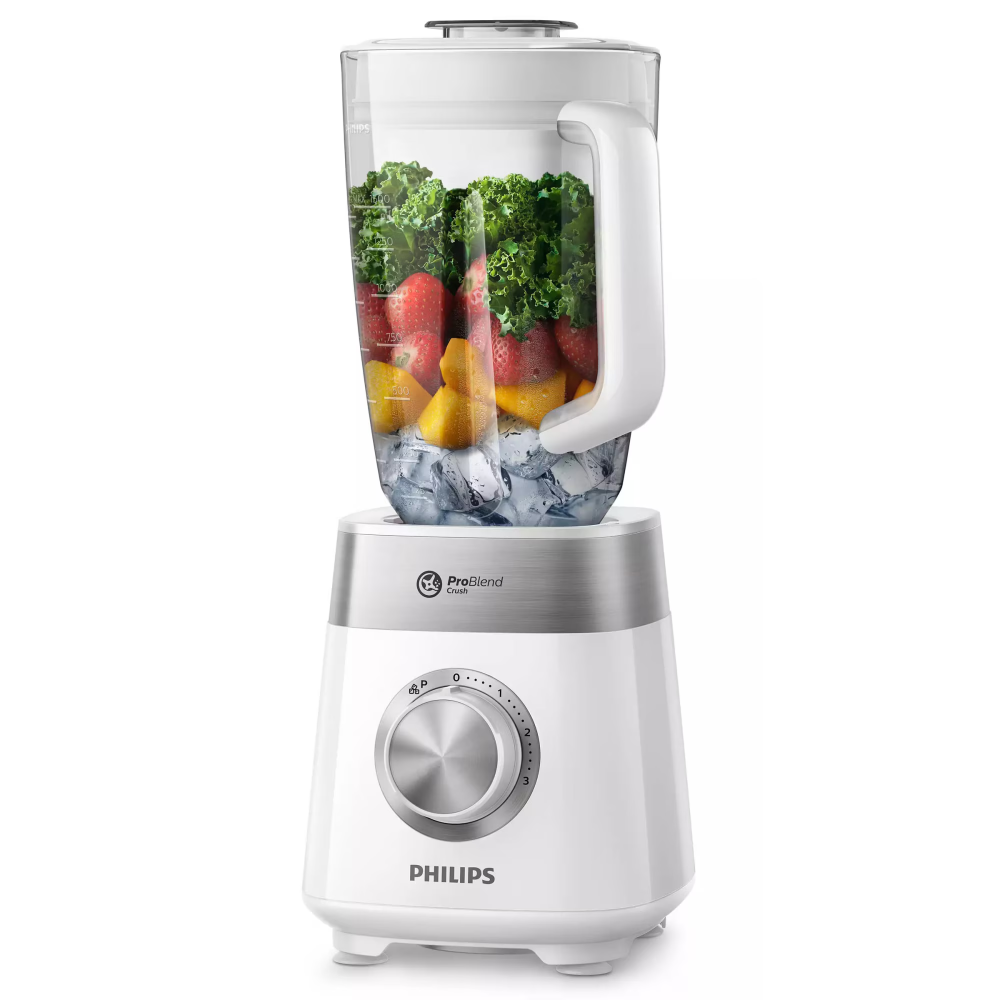 Blender PHILIPS ProBlend Crush HR222400, 2l, 800W, 3 trepte viteza, alb-argintiu [3]