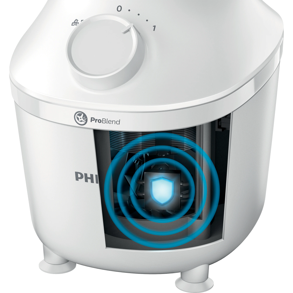 Blender Philips Seria 3000 HR2041/00, 450 W, 1l, 1 viteza + buton Pulse, sistem ProBlend, 1 viteza + buton Pulse, recipient plastic, picioare antivibratie, alb [4]