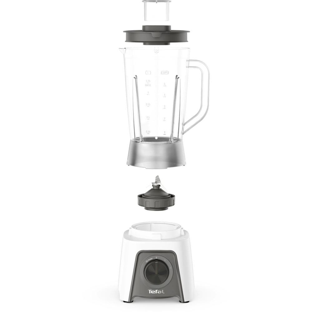 Blender Tefal Blendeo+ BL2C0130, 450W, 1.25L, 2 viteze, functie Pulse, maruntire gheata, 4 lame detasabile, alb [2]