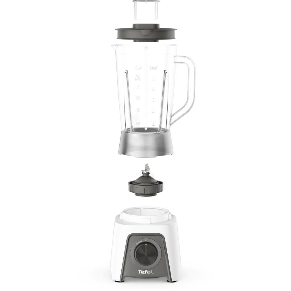 Blender Tefal Blendeo+ BL2C0130, 450W, 1.25L, 2 viteze, functie Pulse, maruntire gheata, 4 lame detasabile, alb [2]