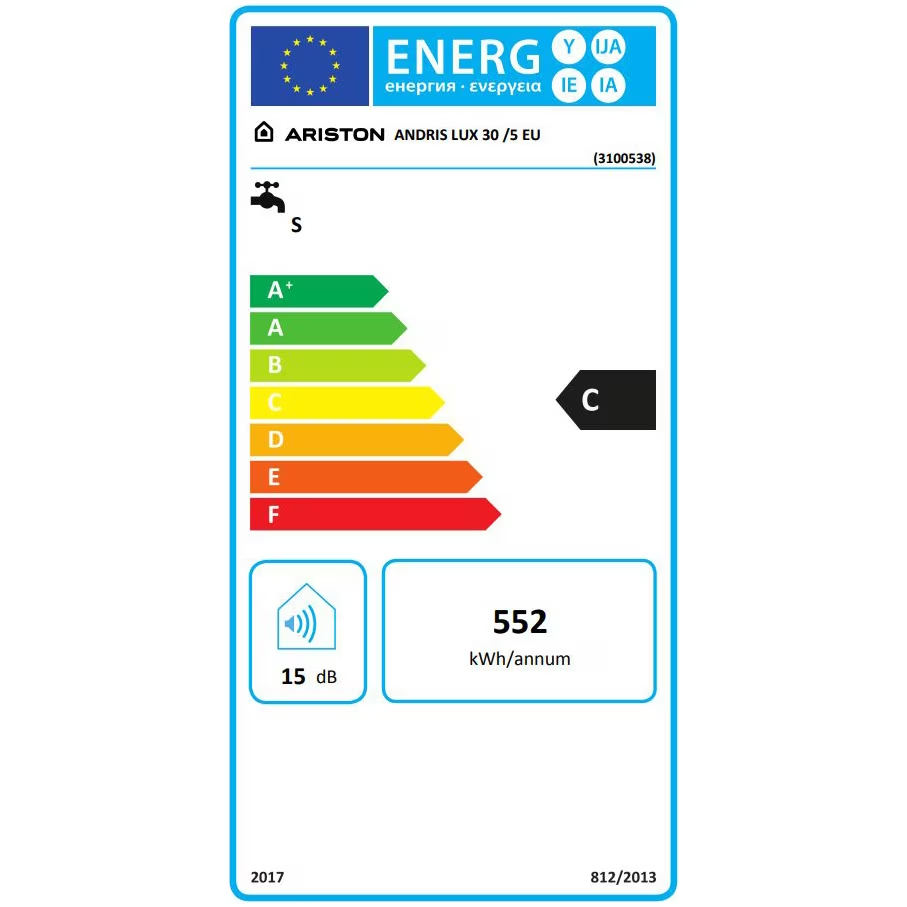 Boiler electric Ariston Andris LUX 30 EU, 30 l, 1500 W, Led iluminat, Protectie electrica IPX4, Montare deasupra chiuvetei, Reglaj extern de temperatura [5]