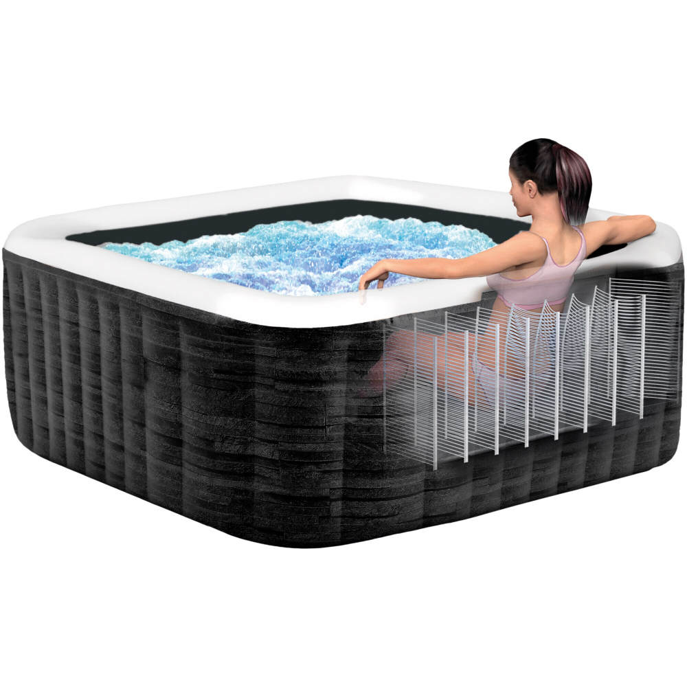 Cada cu hidromasaj gonflabil PureSpa Deluxe Square Bubble Intex 28450NP, 175x175xH71cm, Greystone, PVC, 4 locuri [2]