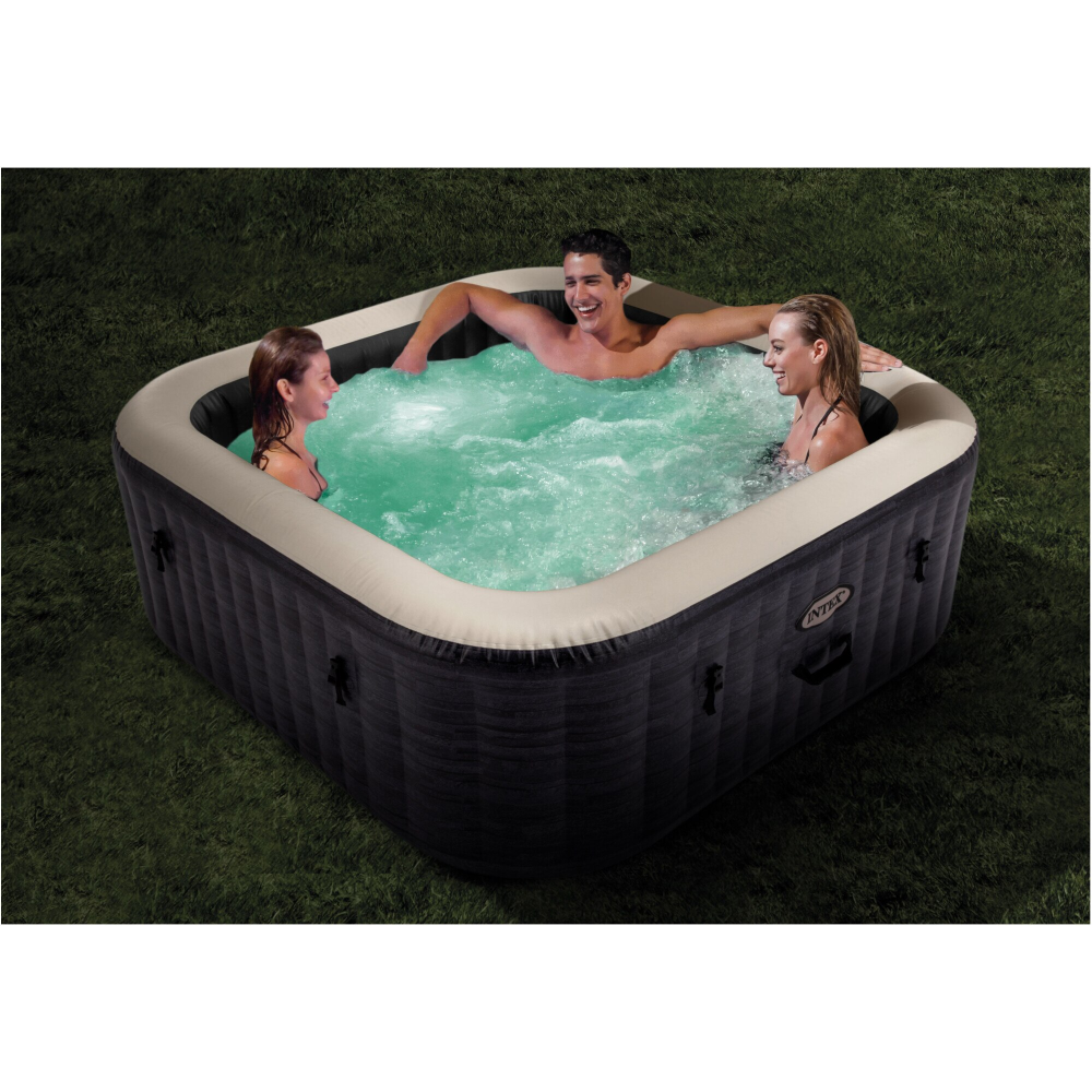 Cada cu hidromasaj gonflabil PureSpa Deluxe Square Bubble Intex 28450NP, 175x175xH71cm, Greystone, PVC, 4 locuri [4]