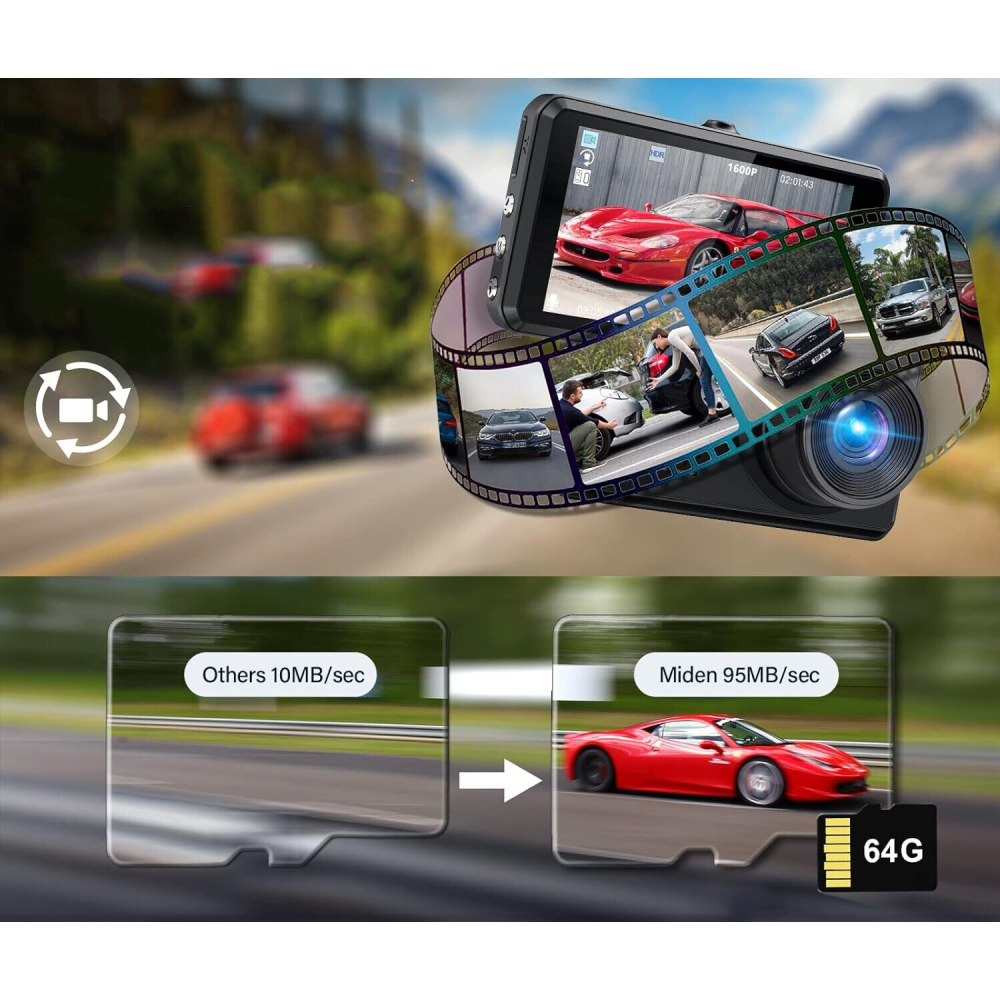 Camera auto Miden S7, 2.5K, fata si spate, 64GB, Full HD, 3.2 inch [5]