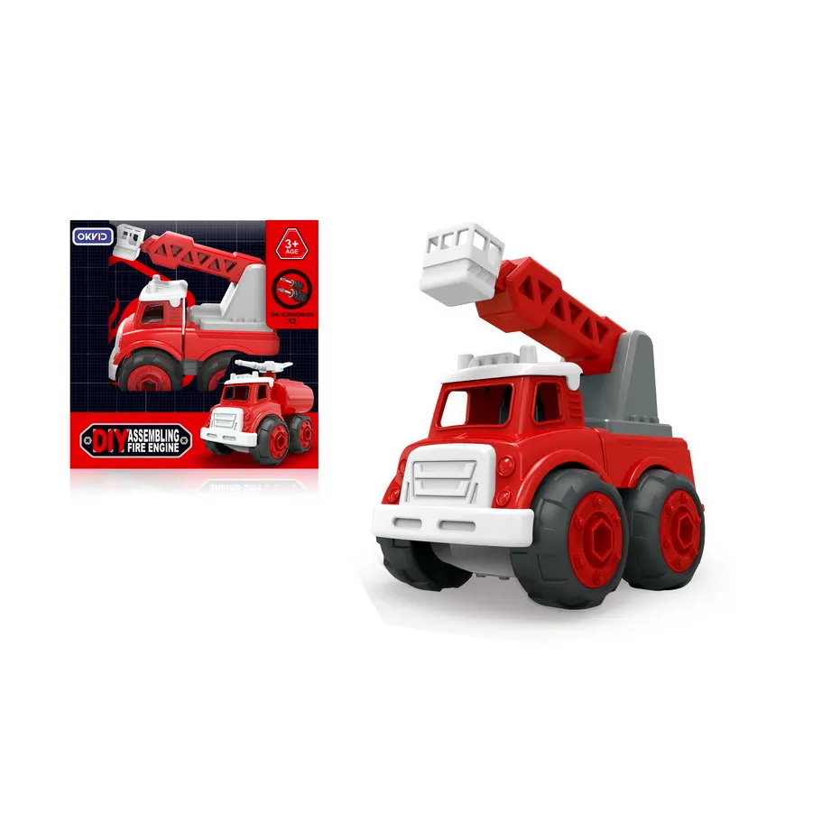 Camion de Pompieri, cu Surubelnita si Suruburi pentru Asamblare/Dezasamblare, Rosu [1]