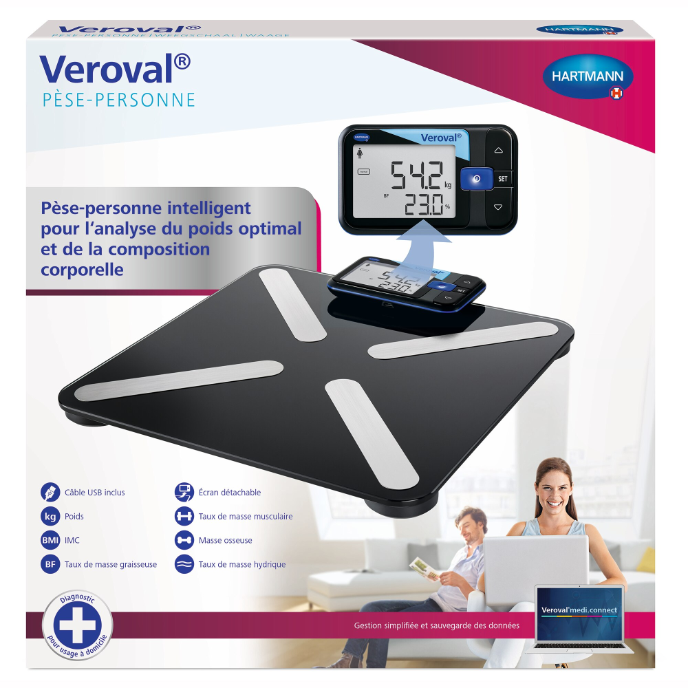 Cantar cu analizator corporal Veroval, display detasabil, Hartmann, 5 functii, 4 memorii [2]