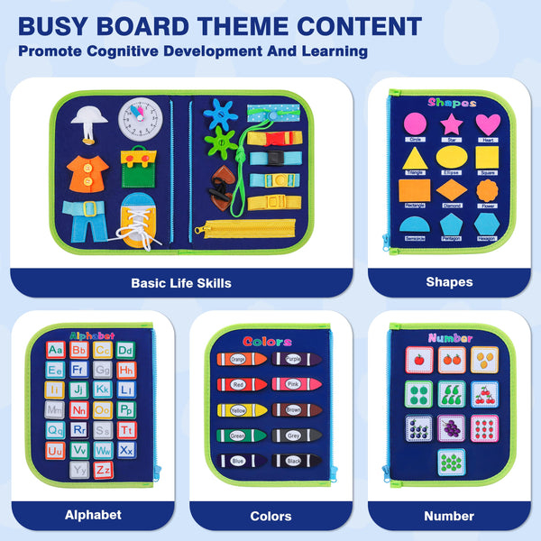 Carte senzoriala, Tip geanta cu 4 compartimente, ideala pentru dezvoltarea copiilor, varsta 1-4 ani [3]