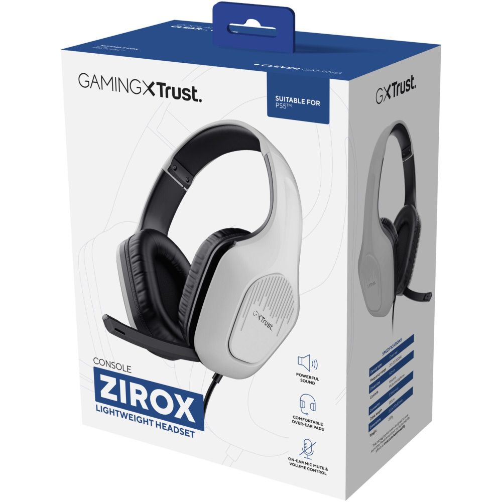 Casti Gaming cu fir Trust GXT415PS ZIROX, drivere 50mm, microfon pliabil, compatibil PC, PS4/PS5/Xbox, cablu 1,2m, alb/negru [4]
