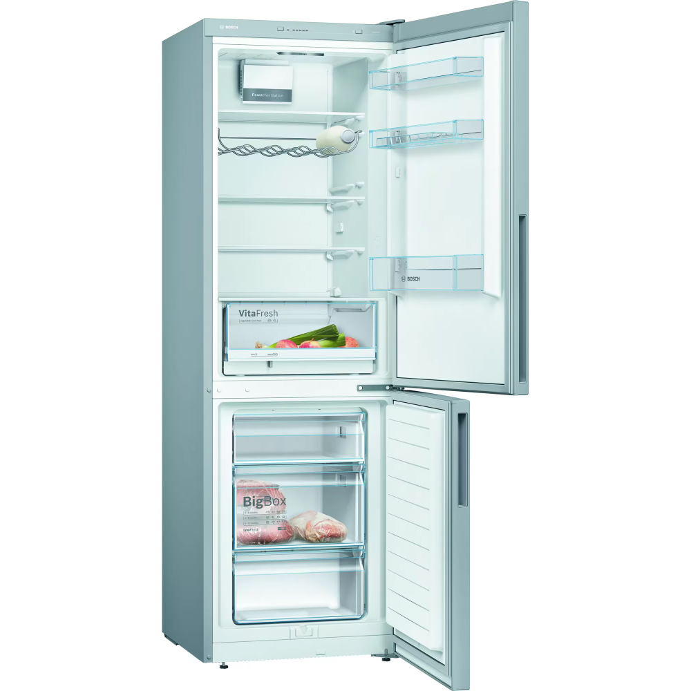 Combina frigorifica Bosch KGV36VLEAS, 308 l, Low Frost, VitaFresh, Raft sticle, Clasa E, H 186 cm, Argintiu [2]