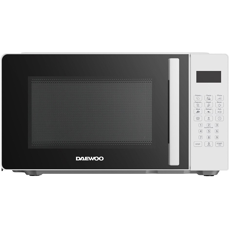 Cuptor cu microunde Daewoo, control digital, 20 litri, putere 700 W, 5 niveluri de putere, farfurie interioara de 24,5 cm, Alb [2]