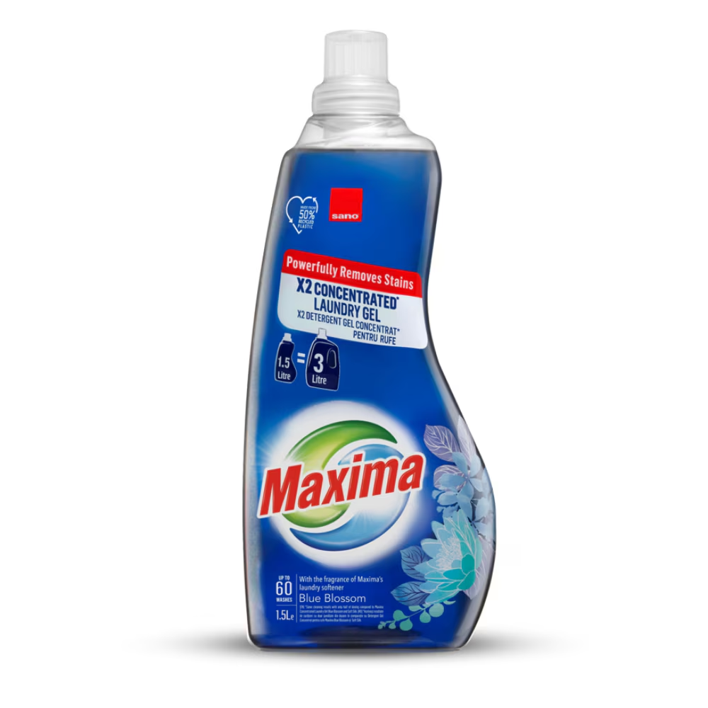 Detergent gel dublu concentrat pentru rufe Sano Maxima Blue Blossom, 60 spalari, 1.5 l [1]