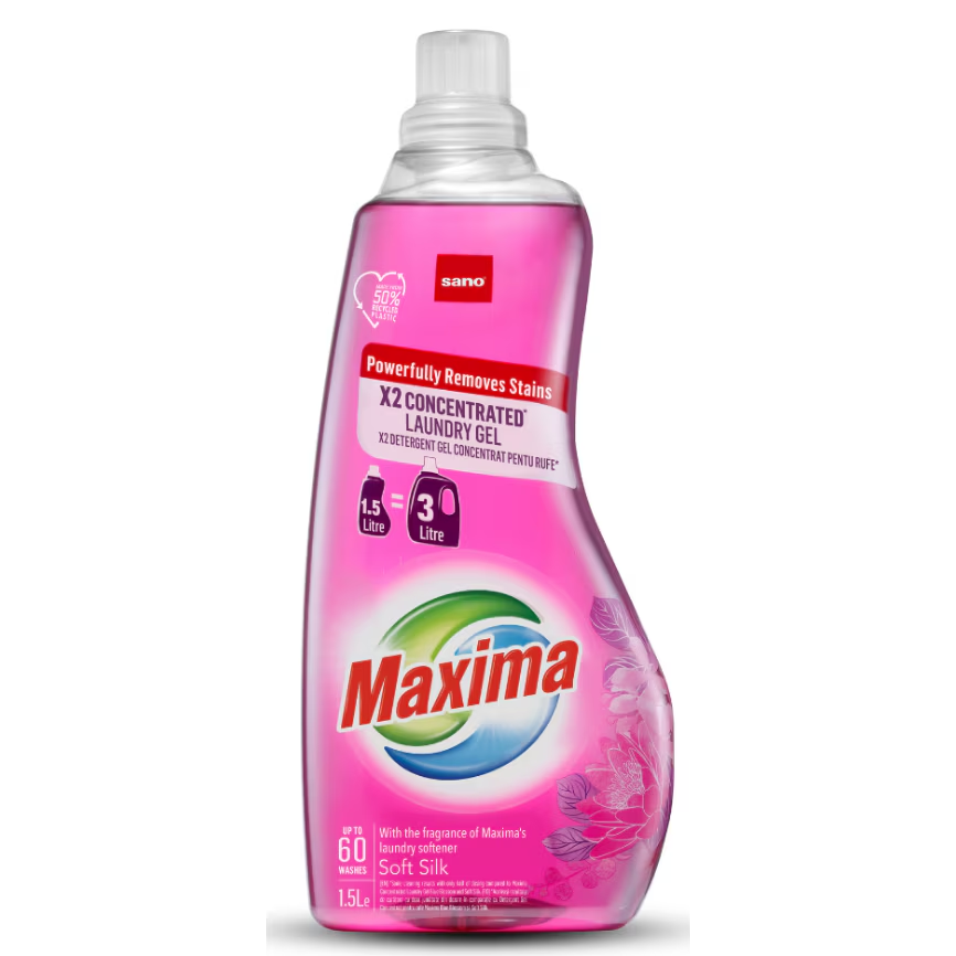 Detergent gel dublu concentrat pentru rufe Sano Maxima Soft, 60 spalari, 1.5 L [1]