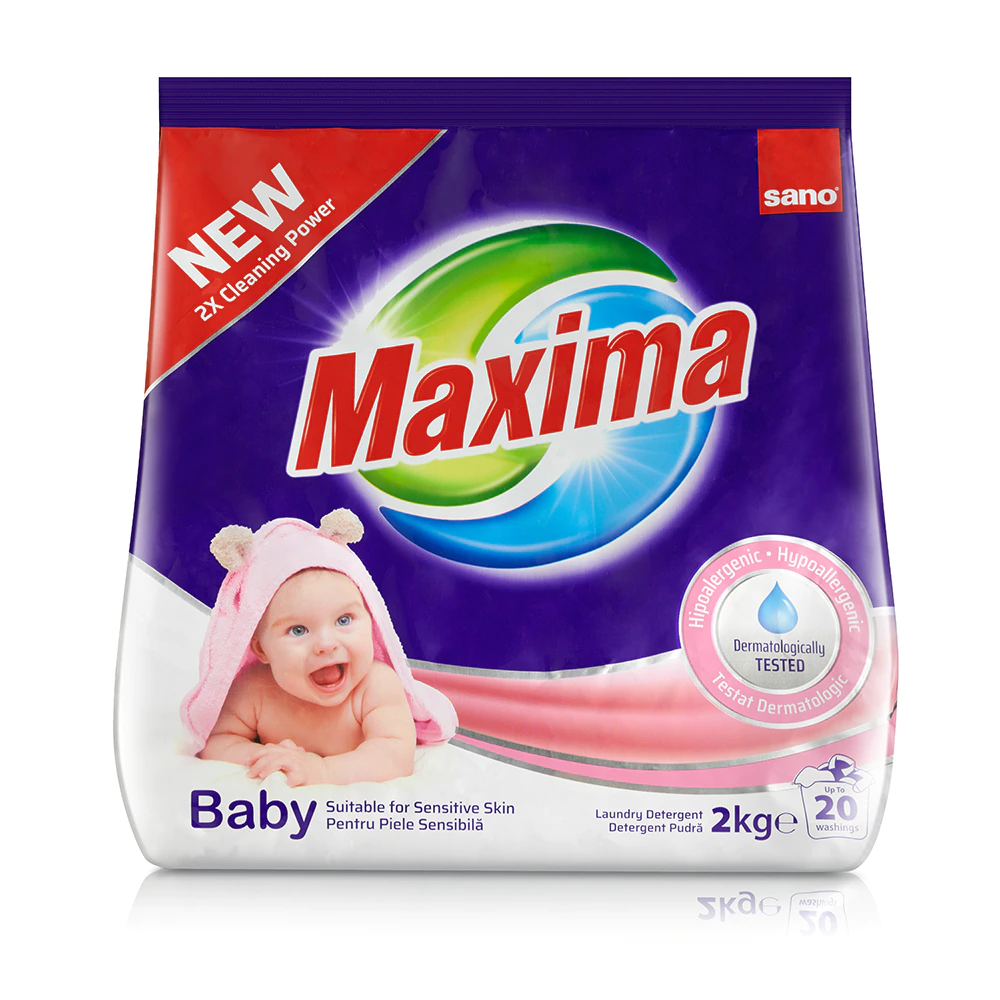 Detergent pudra pentru piele sensibila Sano Maxima Baby, 20 spalari, 2 kg [1]