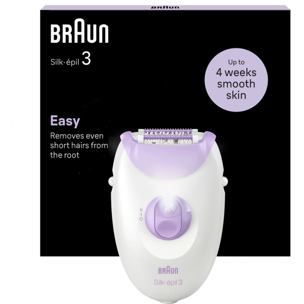 Epilator Braun Silk-épil 3 3-000, MicroGrip, Smart Light, 20 de pensete, 2 viteze, Mov [2]