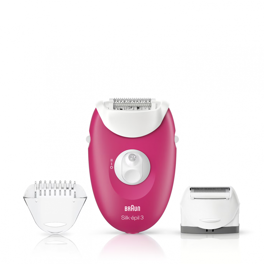 Epilator Braun Silk-épil 3 3-410, 20 pensete, 2 viteze, 2 viteze, cap de ras, capac de tuns, Roz [2]