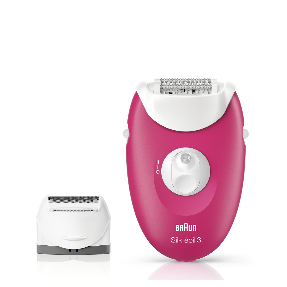 Epilator Braun Silk-épil 3 3-410, 20 pensete, 2 viteze, 2 viteze, cap de ras, capac de tuns, Roz [4]