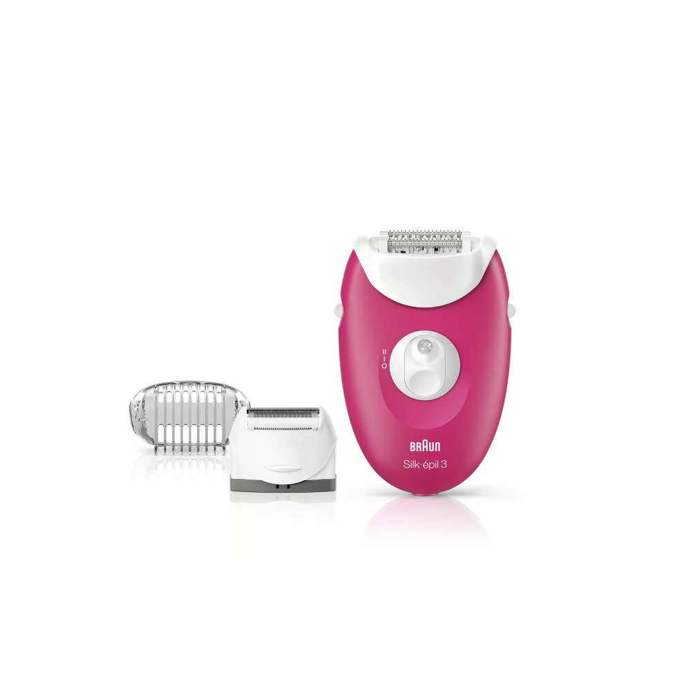 Epilator Braun Silk-épil 3 3-410, 20 pensete, 2 viteze, 2 viteze, cap de ras, capac de tuns, Roz [3]