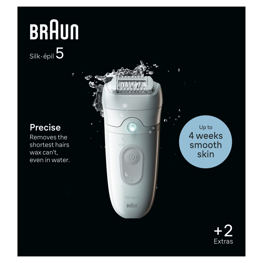 Epilator Braun Silk-épil 5 5-011 Wet & Dry, MicroGrip, Smart Light, 28 de pensete, 2 viteze, Alb/Gri [3]
