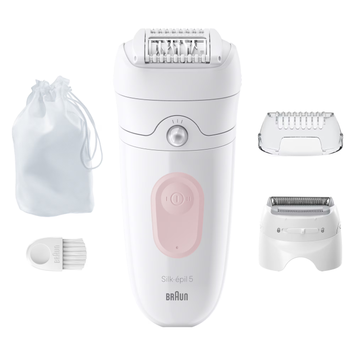 Epilator Braun Silk-épil 5 5-030 Wet & Dry, MicroGrip, Smart Light, 28 de pensete, 2 viteze, Cap de ras + Pieptene, Saculet de voiaj [2]