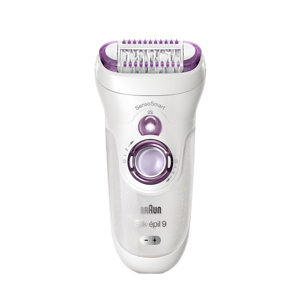 Epilator Braun Silk-épil 9 9/700 SensoSmart™, Micro-Grip, Wet & Dry, 40 pensete, 2 viteze, Saculet pentru voiaj, Alb/Mov [3]