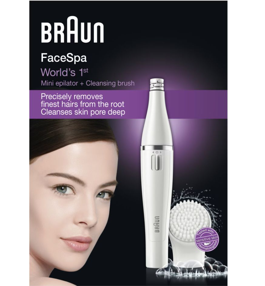 Epilator facial Braun SE810 Face, 10 prinderi, perie curatare cu micro-oscilatii, cap subtire pentru precizie, functionare pe baterii, alb [2]