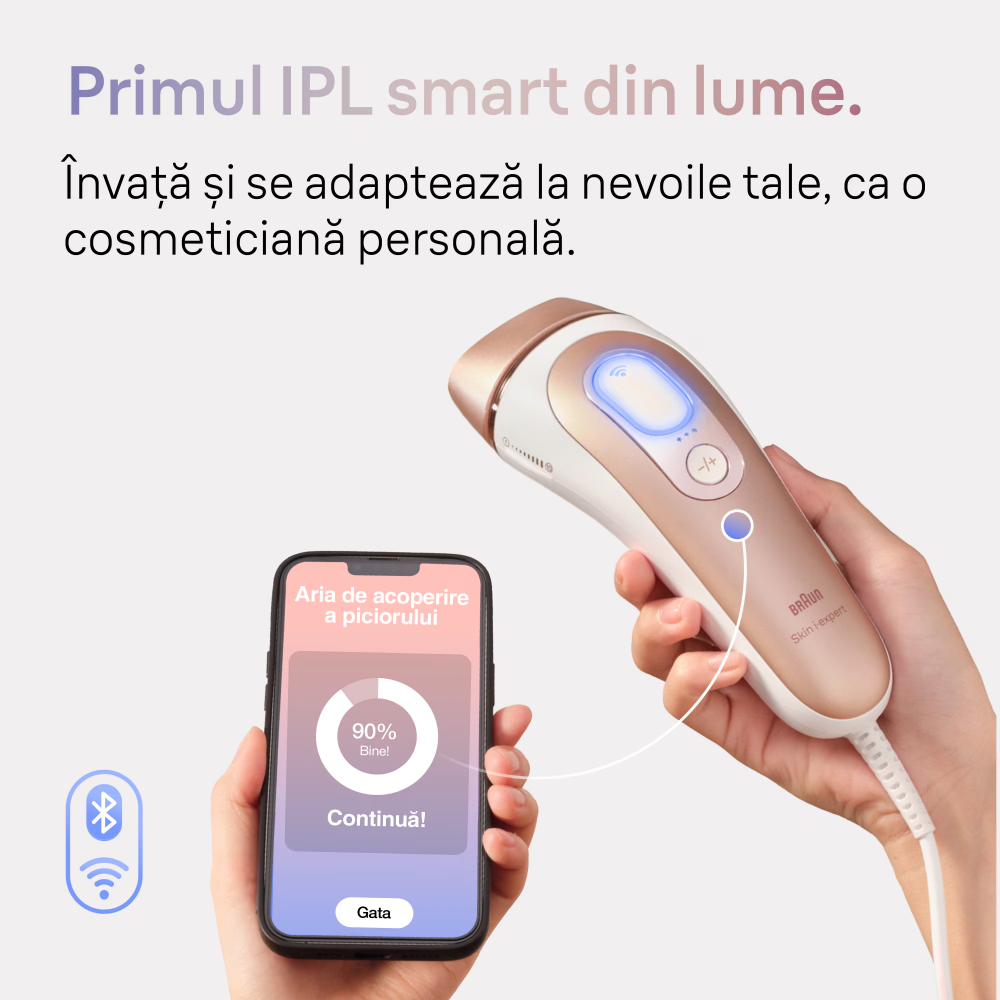 Epilator IPL Braun Skin iExpert PRO 7 PL7253 Tehnologie Skin iExpert, Feedback in timp real, 400.000 impulsuri, 10 niveluri de intensitate, 125 de impulsuri pe minut, Cap de precizie, Cap lat, Trusa d [3]