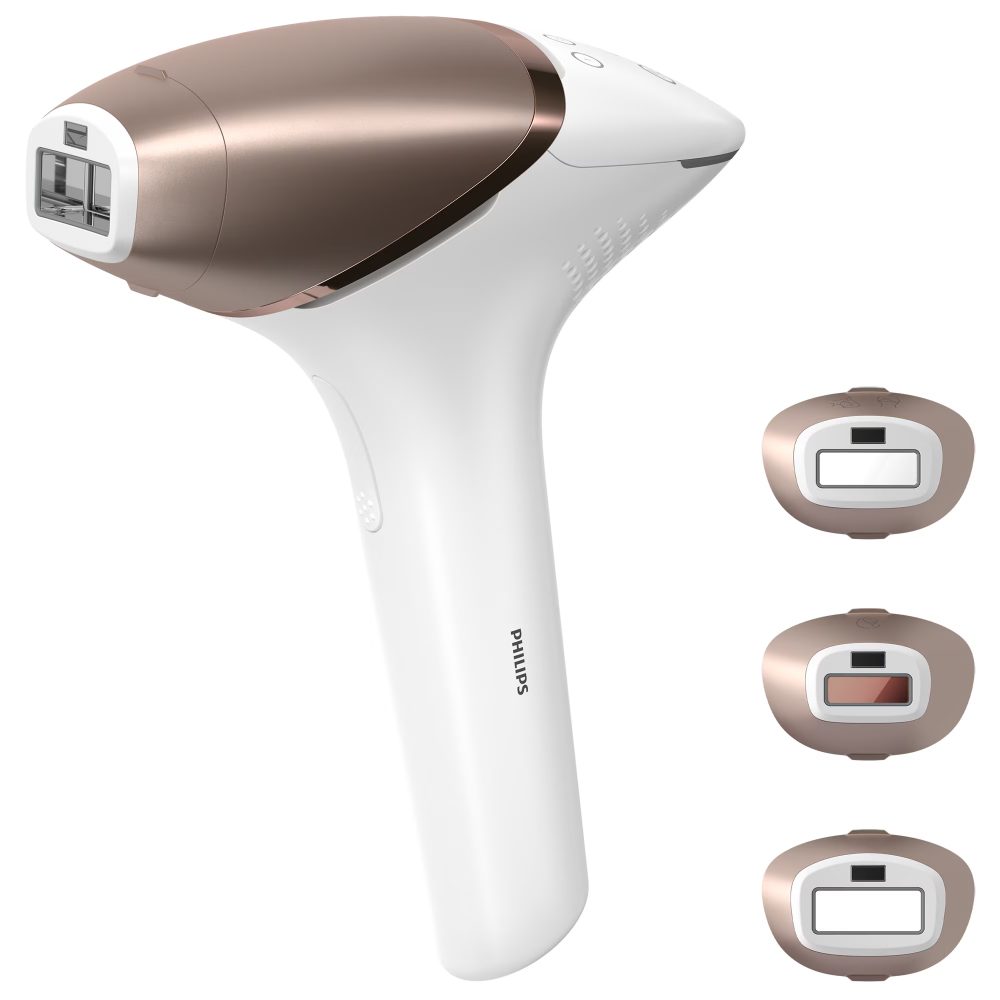 Epilator IPL Philips Lumea Seria 9900 BRI973/00, Senzor Smartskin, tehnologie SenseIQ, conectare la aplicatie cu functii Skin AI, utilizare cu sau fara fir, 450.000 impusuri, accesoriu fata, corp, pre [1]