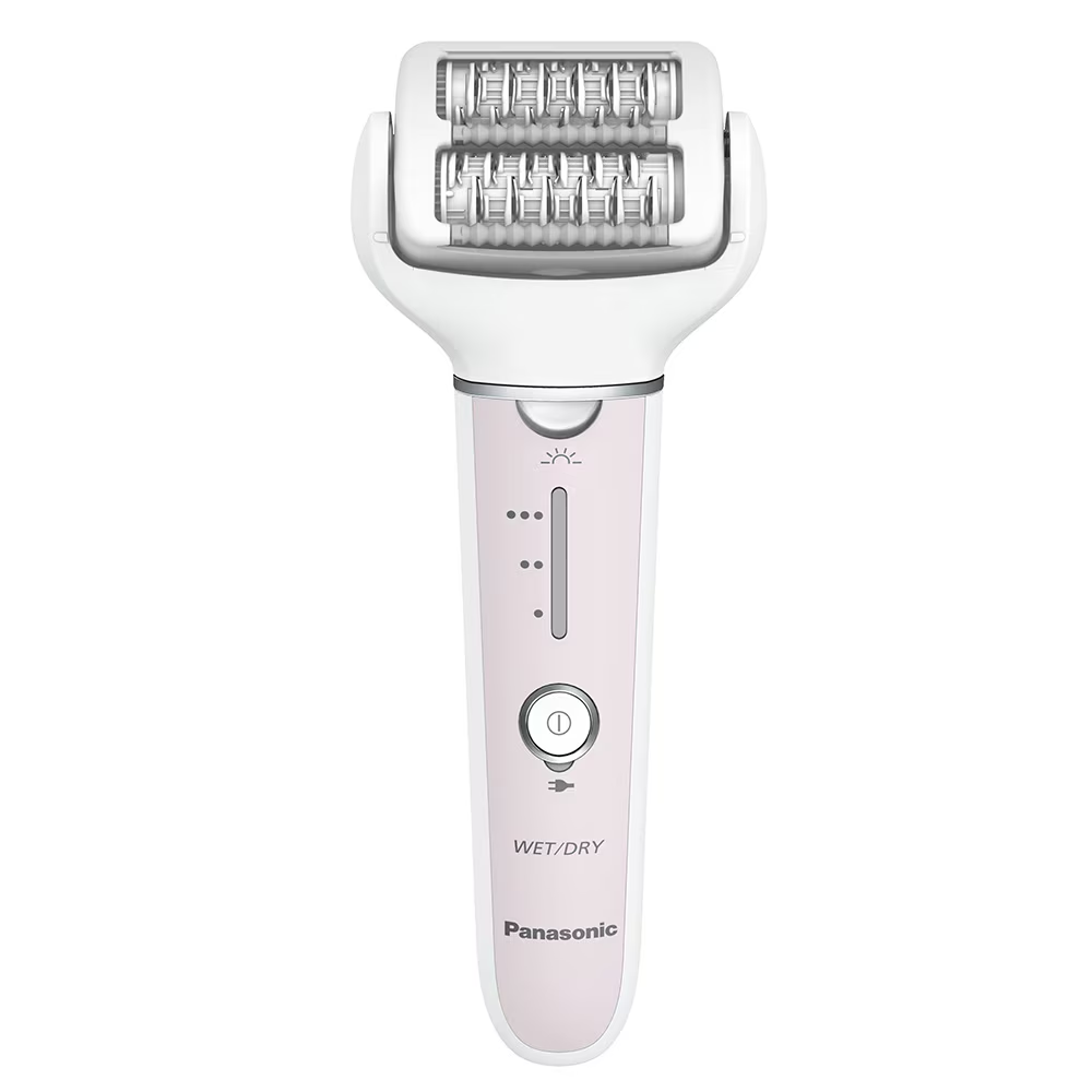 Epilator Panasonic ES-EY80-P503, Wet & Dry, Cordless, 2discuri & 60 pensete, Senzor presiune, Discuri duble, Cap flexibil si pivotant la 90°, 3 viteze, Alb/Roz [3]
