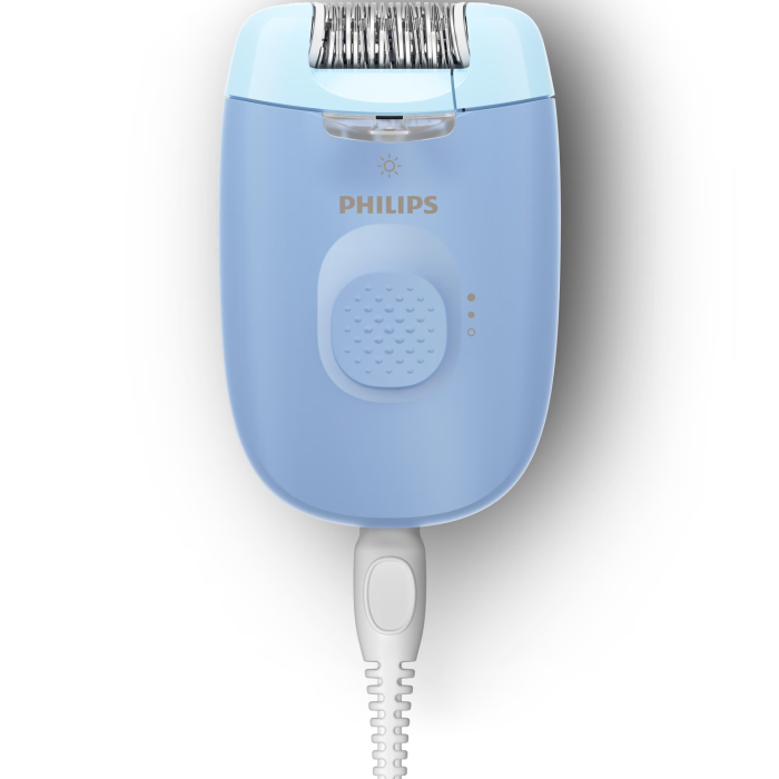 Epilator Philips Seria 4000 BRE247/00, 2 setari de viteza, cap de epilare lavabil, 4 accesorii pentru corp si zona inghinala, lumina LED, Albastru [2]