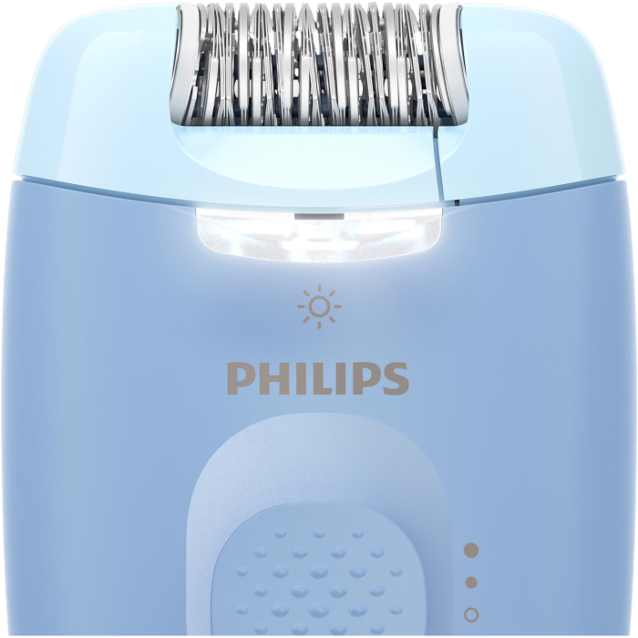 Epilator Philips Seria 4000 BRE247/00, 2 setari de viteza, cap de epilare lavabil, 4 accesorii pentru corp si zona inghinala, lumina LED, Albastru [3]