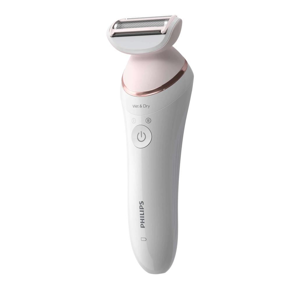 Epilator umed si uscat Philips BRE740/10, 9 accesorii, 32 pensete, utilizare fara fir, 2 setari viteza, opti-light, discuri ceramice, Alb [2]