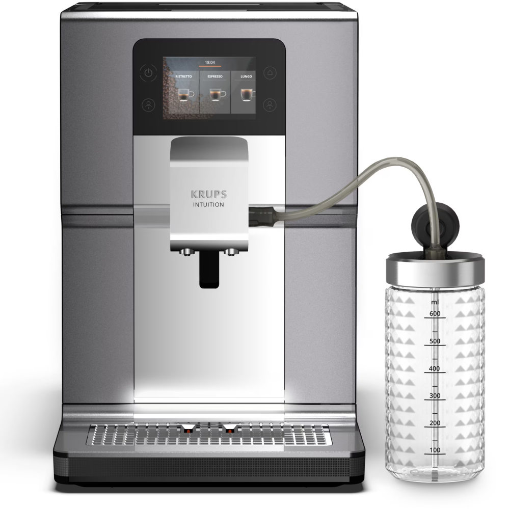 Espressor automat Krups Intuition Preference+ EA875E10, 1450W, Accesoriu pentru spumarea laptelui, 15 bauturi, Ecran tactil, Tehnologie Quattro Force, Retete favorite, Argintiu [3]