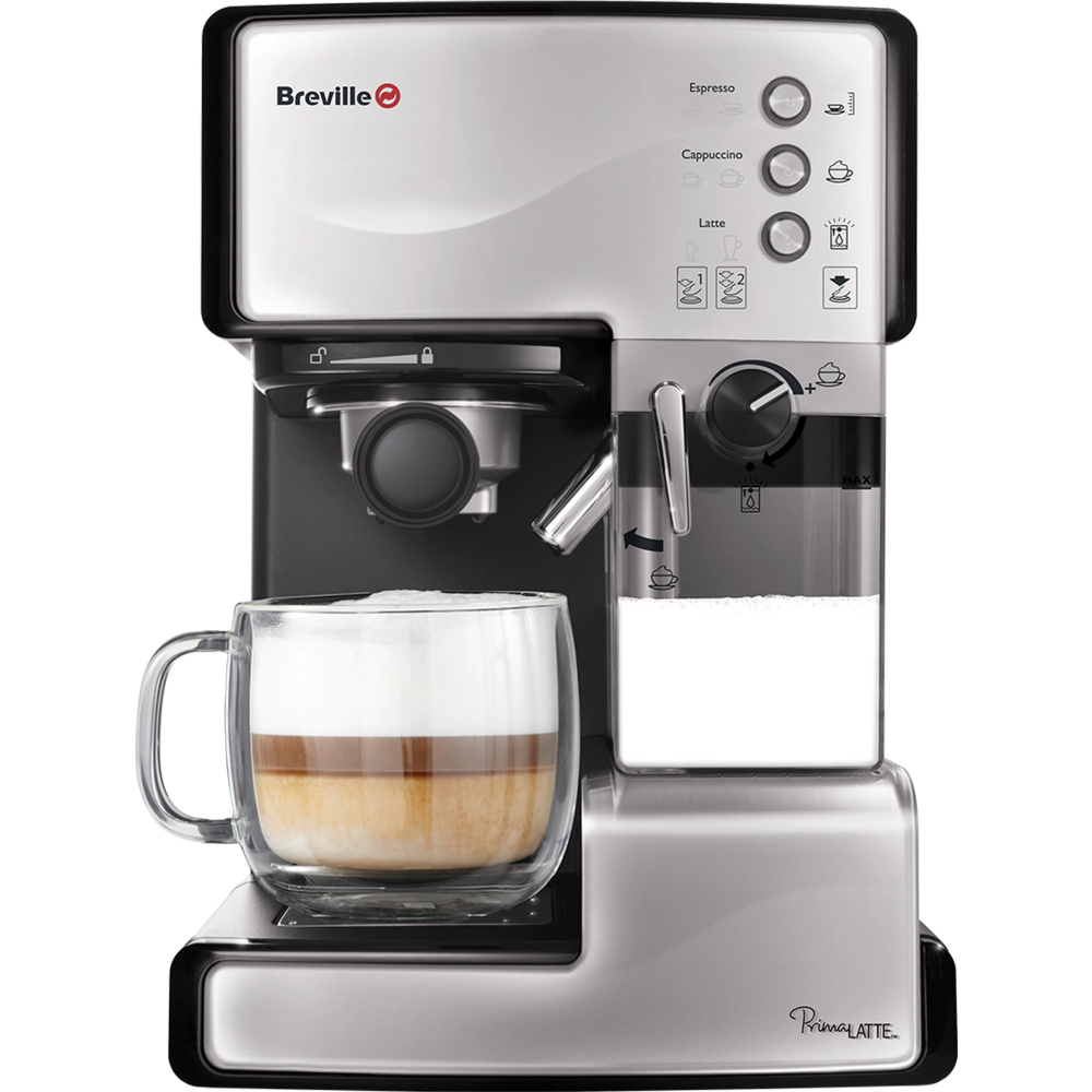 Espressor manual Breville Prima Latte VCF045X-01, 15 bari, 1.5 l, Recipient detasabil lapte 0.3 l, Argintiu [2]