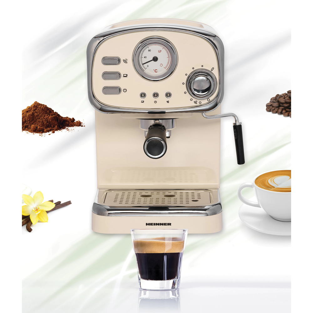 Espressor manual Heinner HEM-1100CR, 1100 W, 15 Bar, 1.25 L, Crem [4]