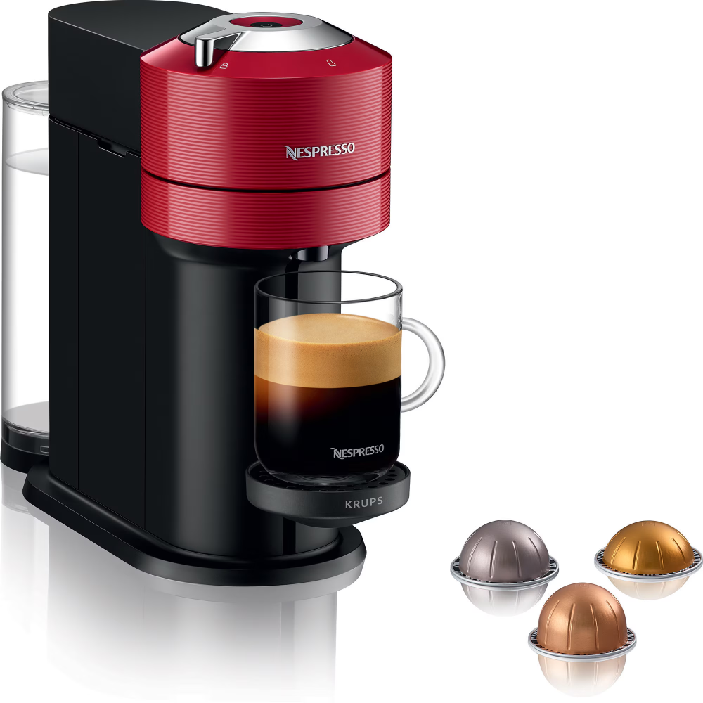 Espressor Nespresso by Krups Vertuo Next XN910510, 1500W, 19 Bar, Centrifusion™, Conectare la telefon, 1.1L, Rosu, set capsule degustare inclus [3]