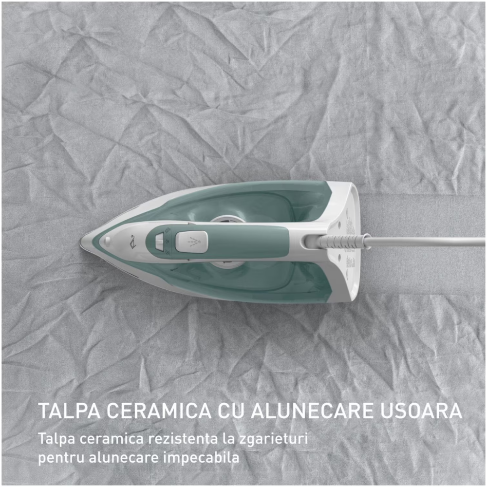 Fier de calcat cu abur Tefal Virtuo FV2C42E0, 2000W, jet de abur 120 g/min, abur variabil 0-27 g/min, rezervor apa 240 ml, talpa ceramica, varf de precizie, sistem anticalcar, protectie antipicurare, [3]