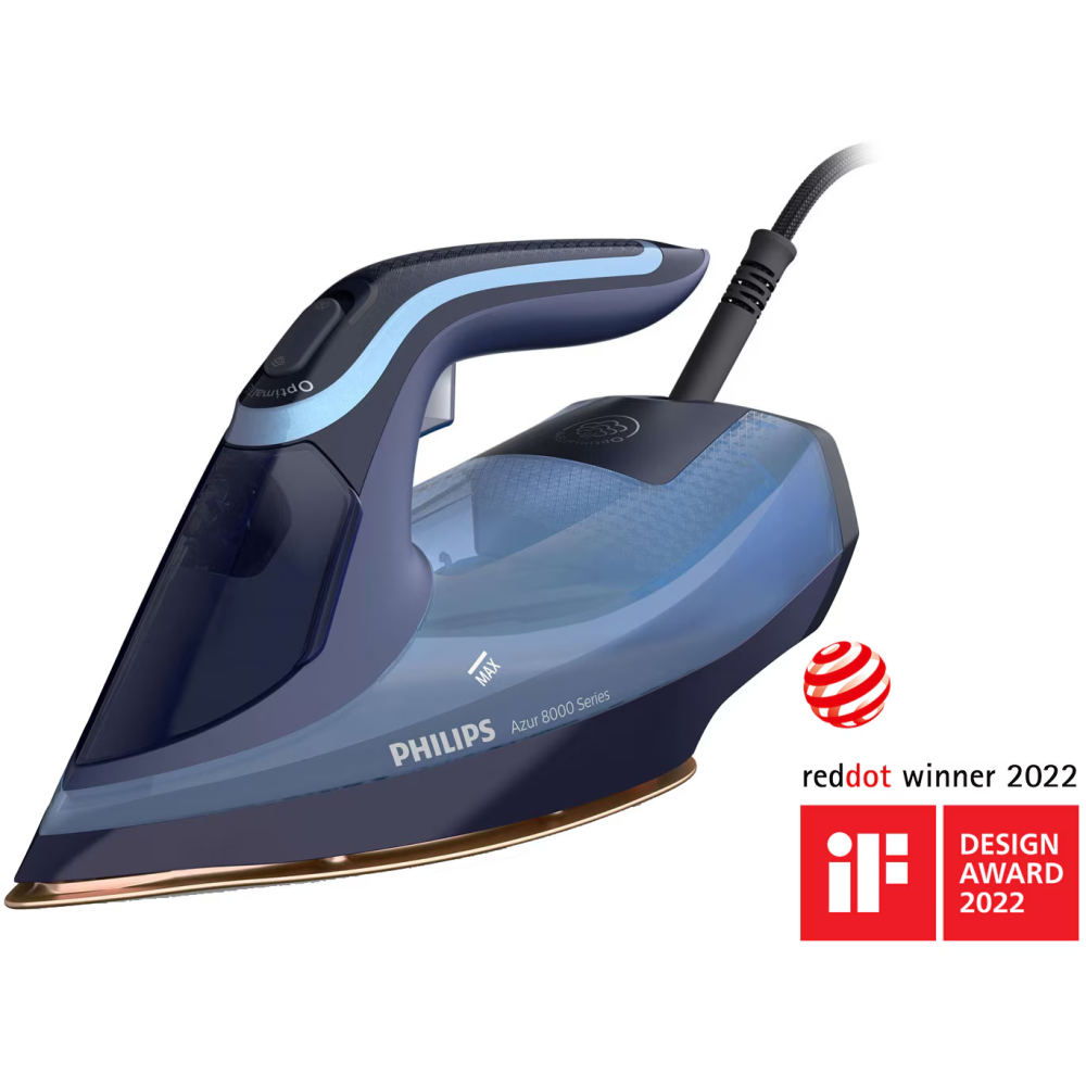 Fier de calcat Philips DST8020/20 Seria 8000, 3000W, talpa Steamglide Elite Rosecopper, OptimalTemp, Abur 55 g/min, jet de abur 240 g, capacitate rezervor 300ml, Detartrare Quick Calc Release, Oprire [2]