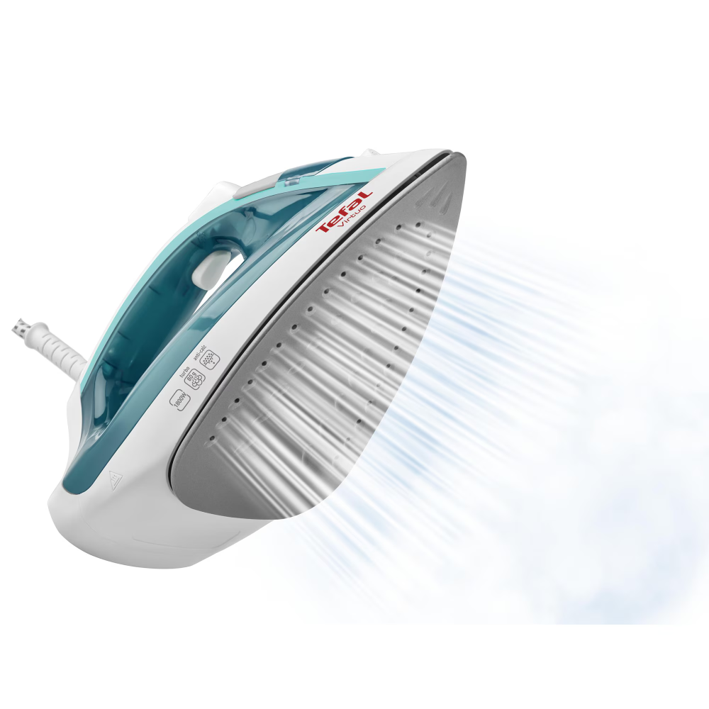Fier de calcat Tefal Virtuo FV1710E0, 1800W, rezervor apa 0.2L, jet de abur 80g/min, abur variabil 20g/min, functie anticalcar, Alb [2]
