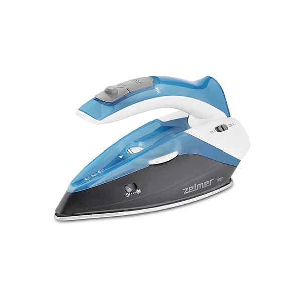 Fier de calcat voiaj Zelmer ZIR0500, 1100W, abur continuu 15g /min, jet maxim 75 g/min, talpa inox, maner ajustabil, rezervor 60 ml, cablu 1.9 m, poate fi utlizat la 2 tipuri de voltaj, albastru [3]