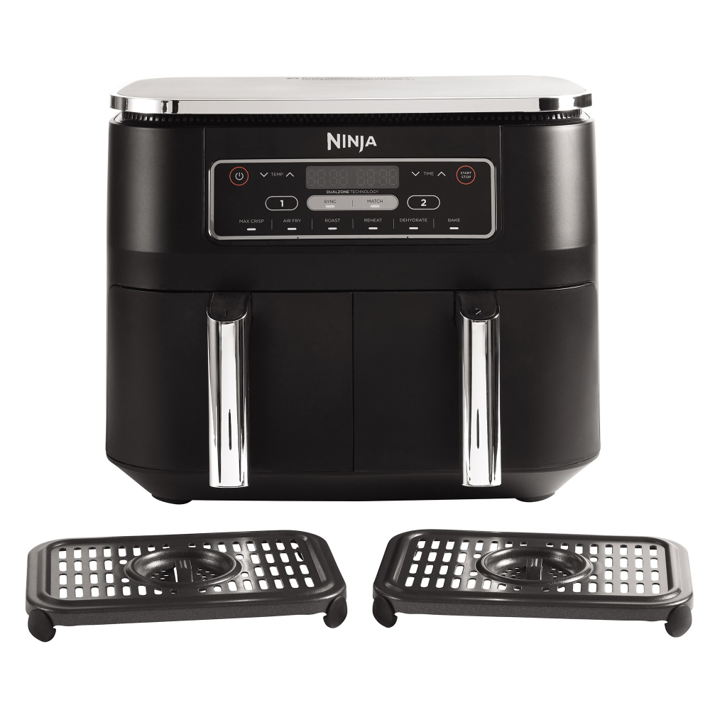 Friteuza cu aer cald Ninja AF300, 2400W, 7.6l, 6 functii de gatit, functie Max Crisp si Sync&Match, 2 sertare cu invelis ceramic pentru 2 preparate simultan, temperatura reglabila 40°C to 240°C, picio [2]