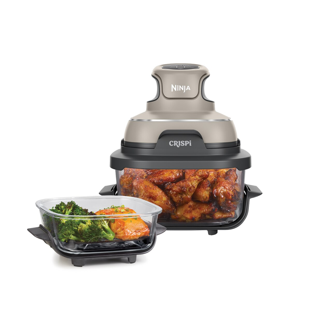 Friteuza cu aer cald Ninja CRISPi 4in1 FN101, PowerPod 1700W, 3.8L/1.4L, 2 recipiente sticla termorezistenta TempWare, 2 placi cu invelis ceramic Crisper Plate, 2 capace pentru depozitare, crem [2]