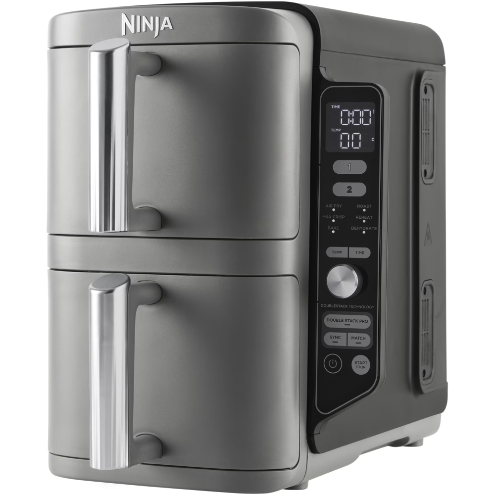 Friteuza cu aer cald Ninja Double Stack XL SL400, 9.5l, 2470W, 6 functii de gatit, 2 placi cu invelis ceramic, 2 placi grill din inox, gri [2]