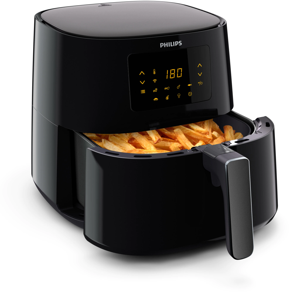 Friteuza cu aer cald Philips HD9280/90 Airfryer Essential Collection, capacitate 6.2 L, Rapid Air, Digital, Wifi, 7 presetari, Corp negru/ Maner negru [3]