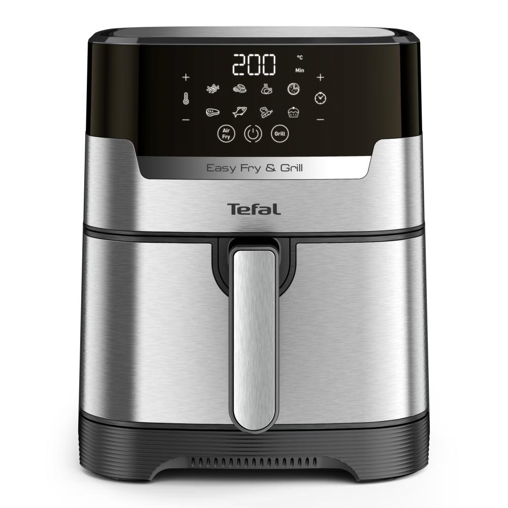 Friteuza cu aer cald Tefal Easy Fry&Grill 2in1 air fryer EY505D15, 1400W, 4.2L, temperatura ajustabila, 8 programe, functie grill cu gratar incorporat, tehnologie Extra Crisp, vas detasabil, argintiu [2]